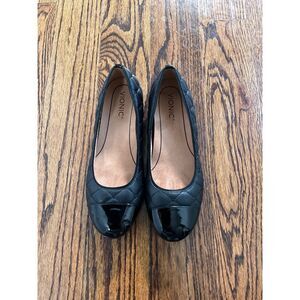 Vionic Desiree Women's Quilted Black Leather Ballet Flats - Size 9.5